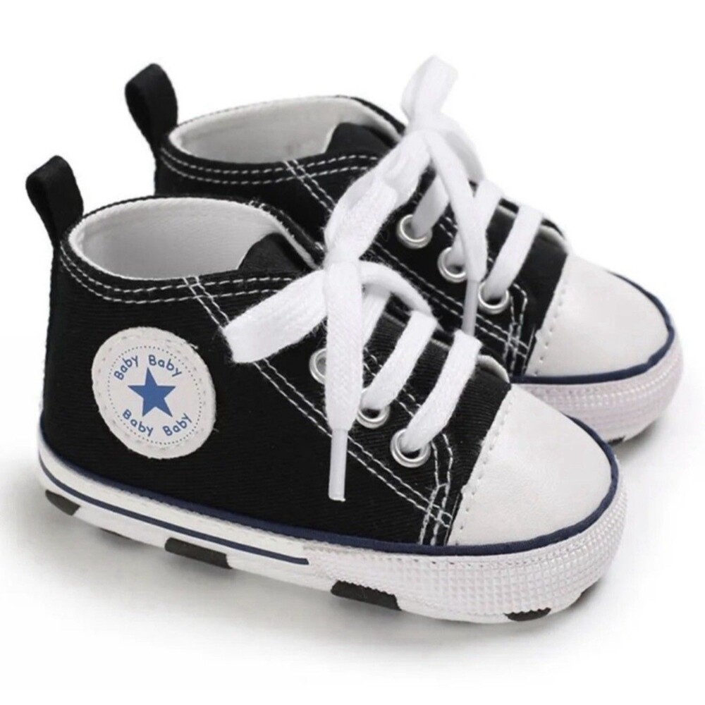 Black and White Baby High-Top Sneakers for Toddlers
